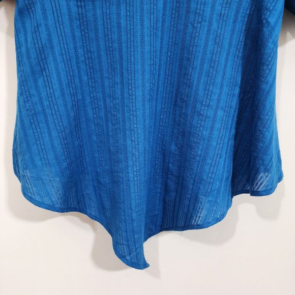 Dressfo NWT faux wrap front tab sleeve v-neck blouse woman's size 10 - Picture 6 of 10